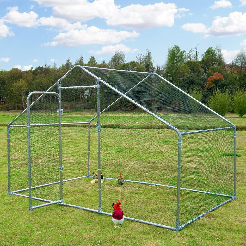 Large Metal Walk-in Chicken Coop with Waterproof Cover G8530