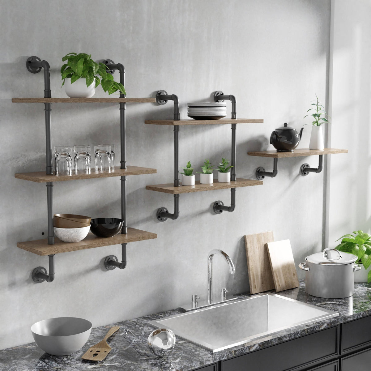 Floating Ladder Wall Shelf - 2-Tier P579