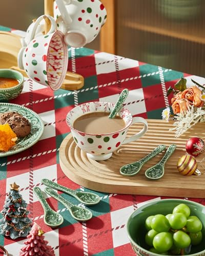 Green Ceramic Spoons Set of 6 R636