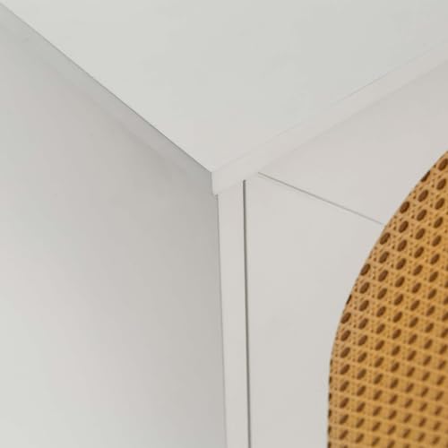 White Rattan Storage Cabinet with Adjustable Shelves H801903