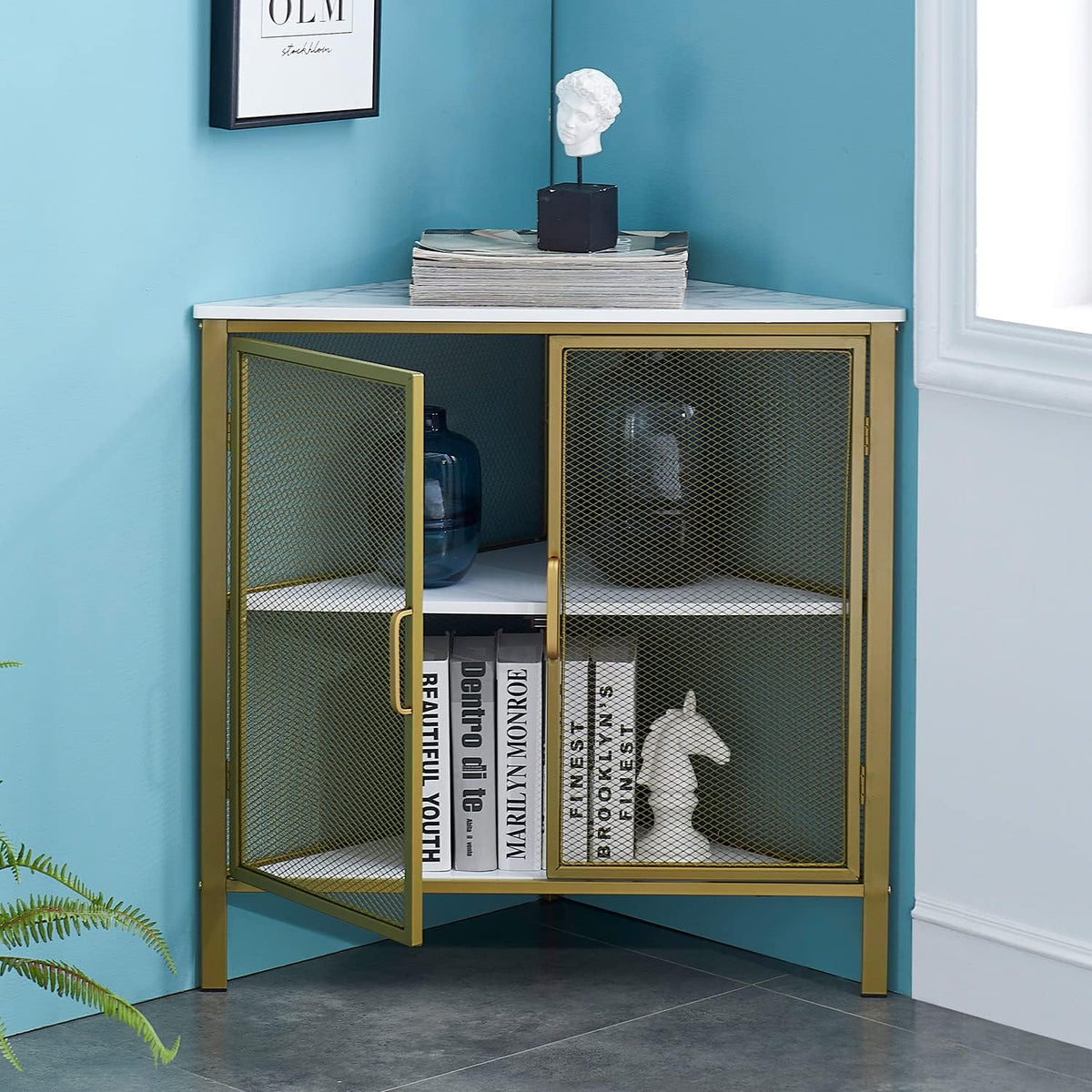 3-Tier Corner Shelf with Ventilation Door J67695