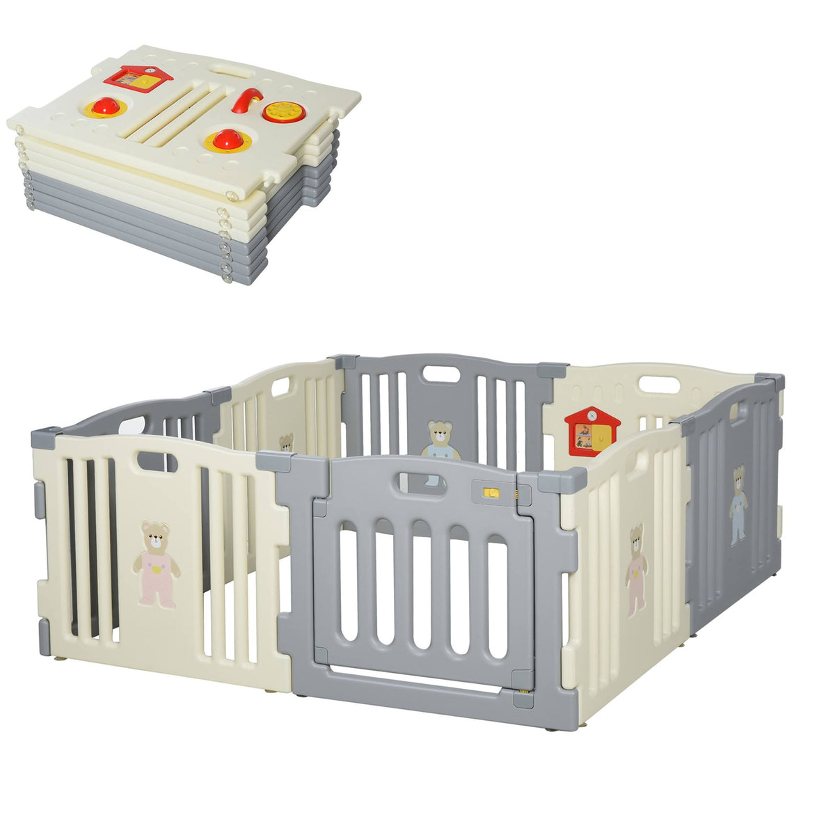8-Piece Children Baby Playpen Activity Center Fence U67363