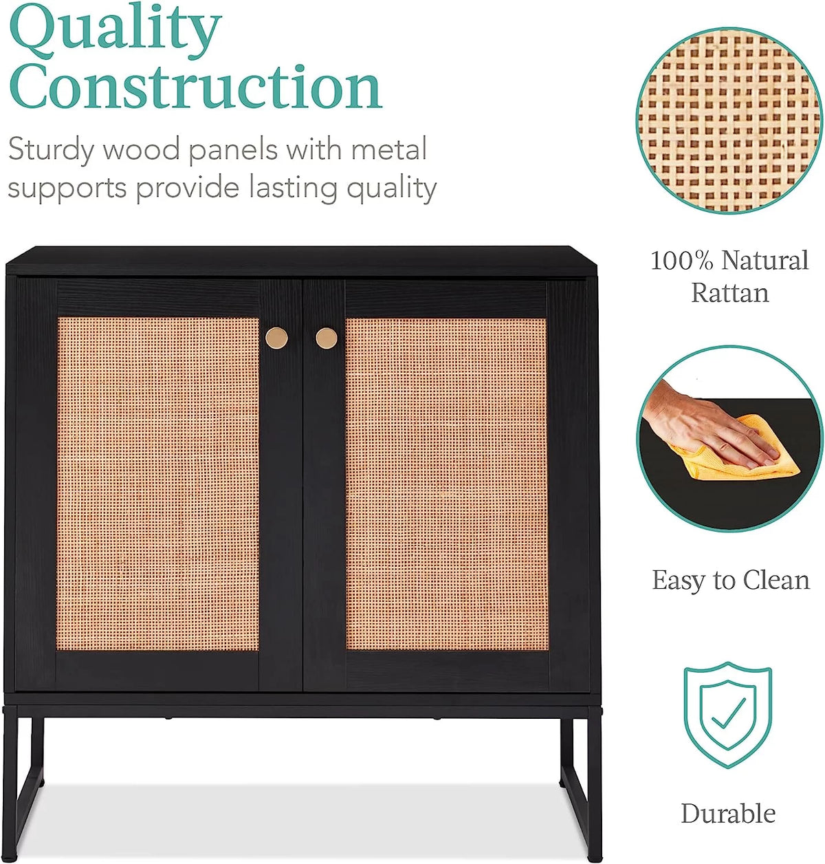 White 2-Door Rattan Storage Cabinet P2689