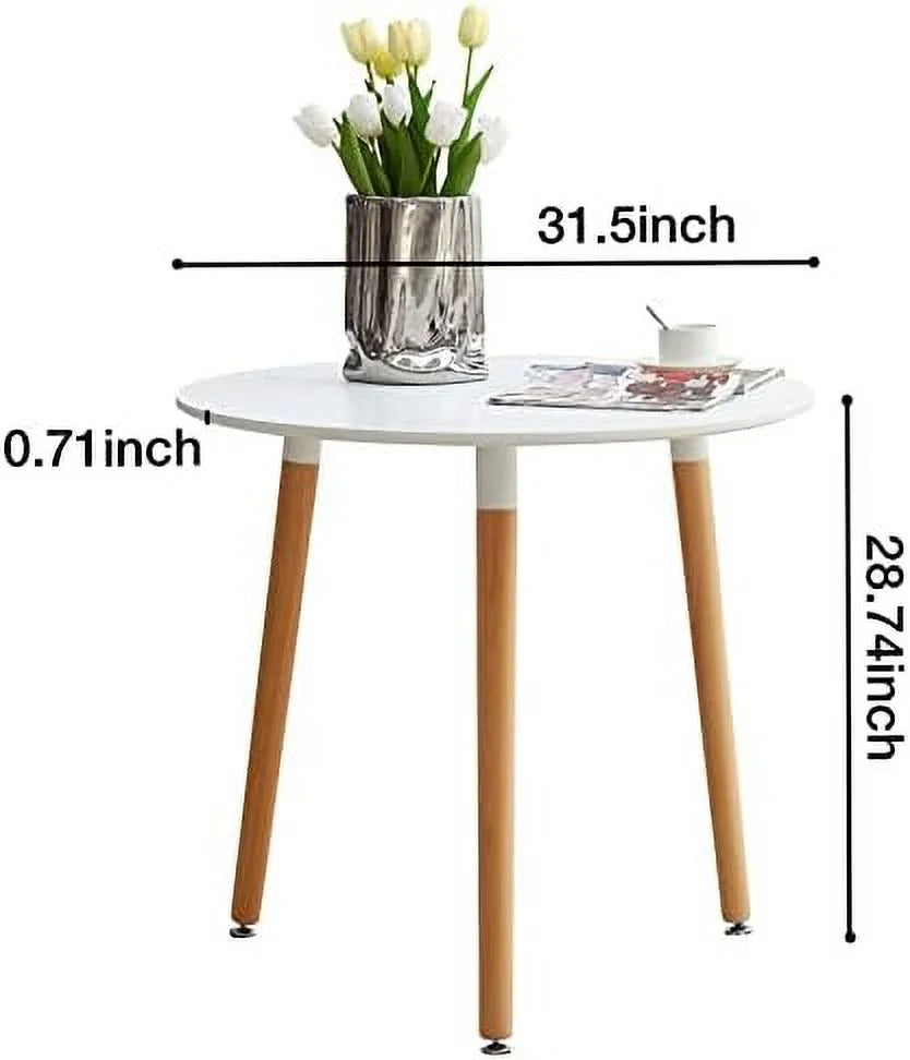 31.5 inch Industrial Round Wood Dining Table with Black Metal Legs M448891
