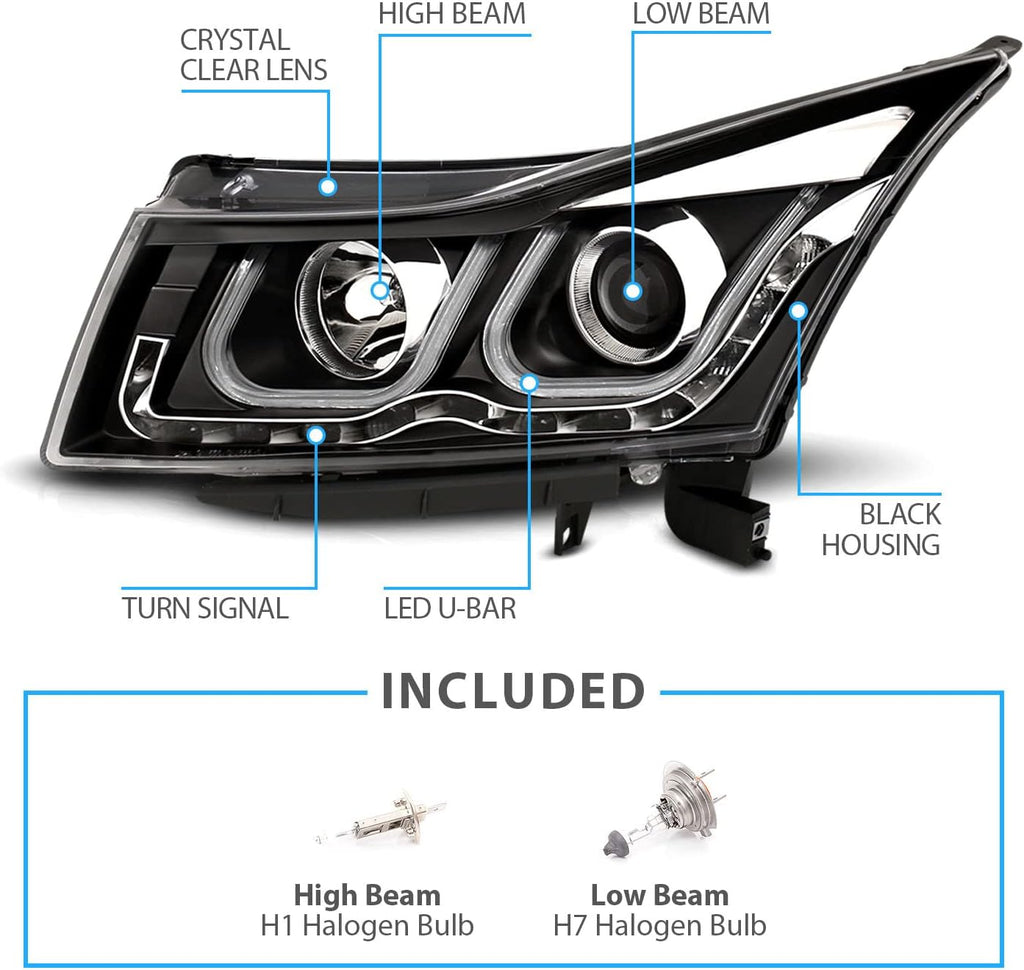 Black Projector Headlights Bar Style J6606