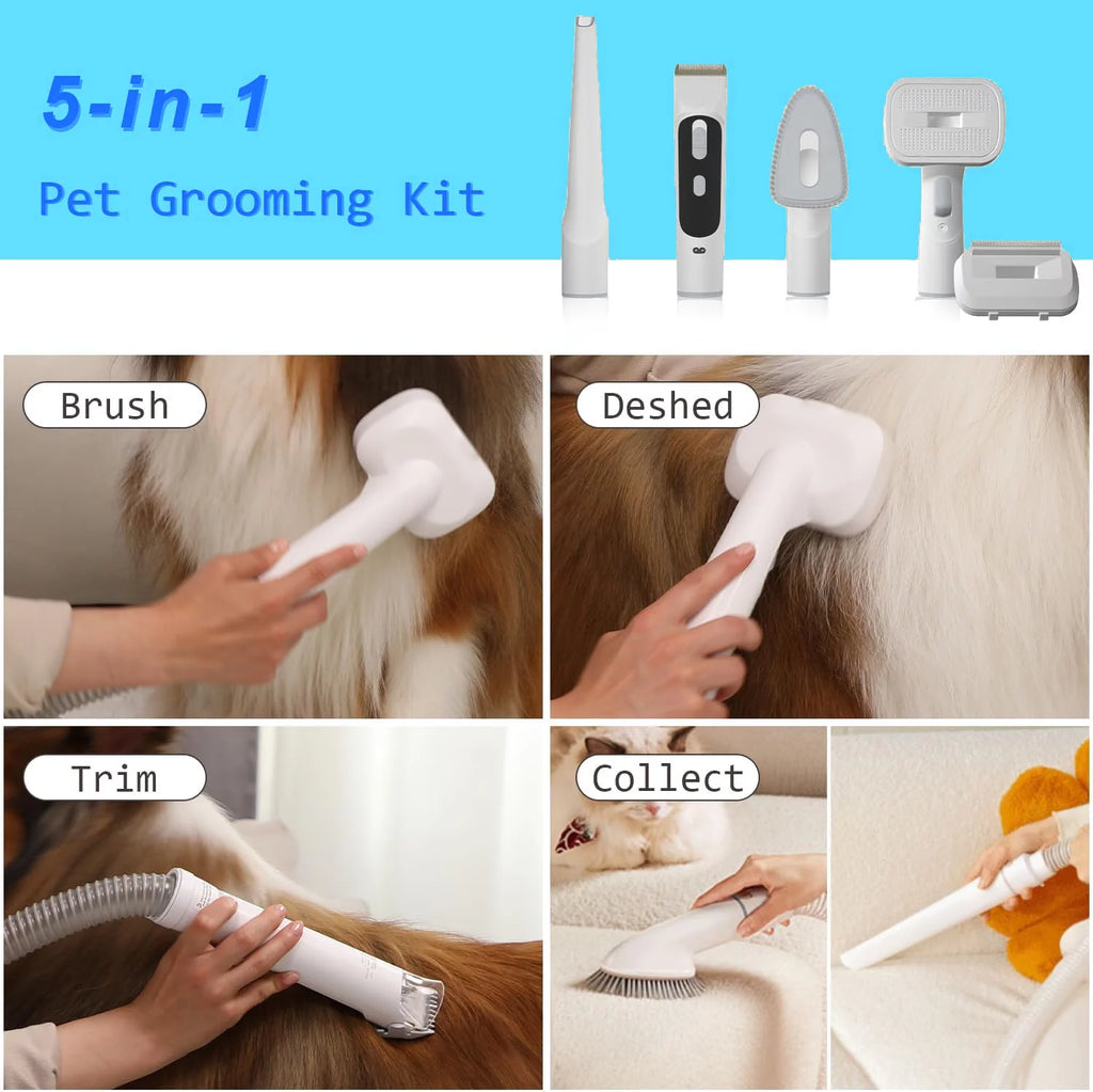 Pet Grooming Kit & Vacuum, 5 in 1, 2L Dustbin T150