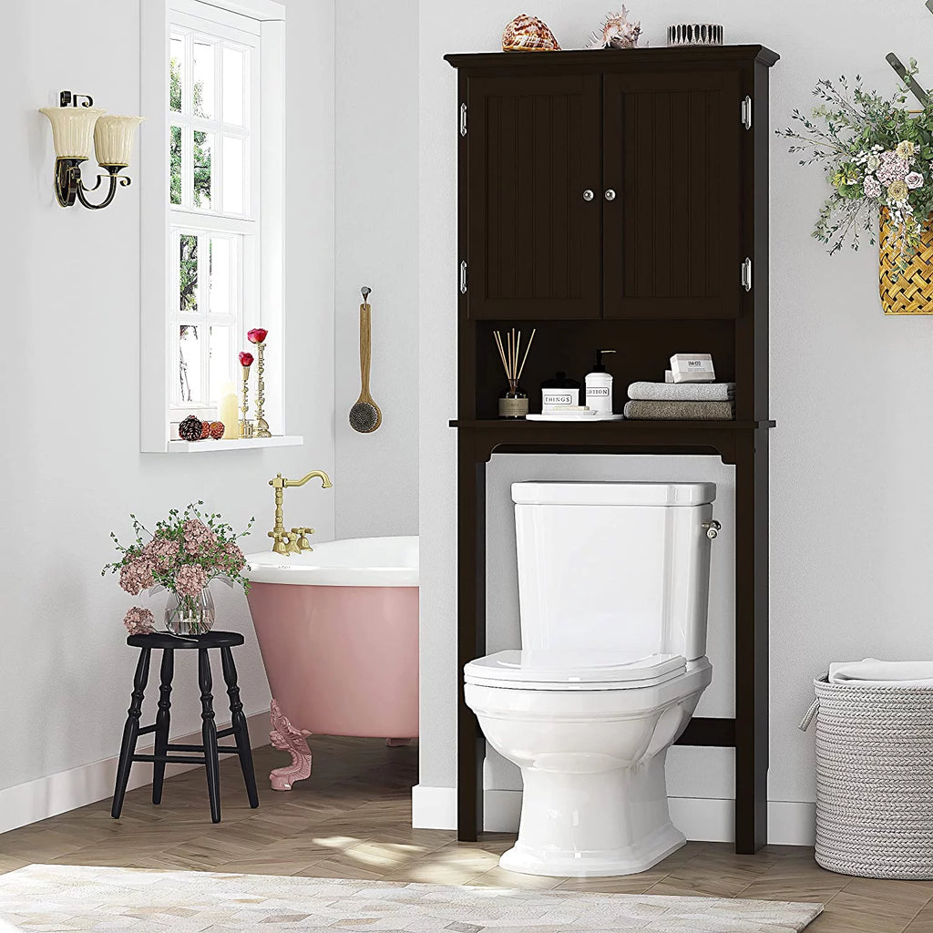 Bathroom Storage Over The Toilet Cabinet with Adjustable Shelves and Double Doors J526