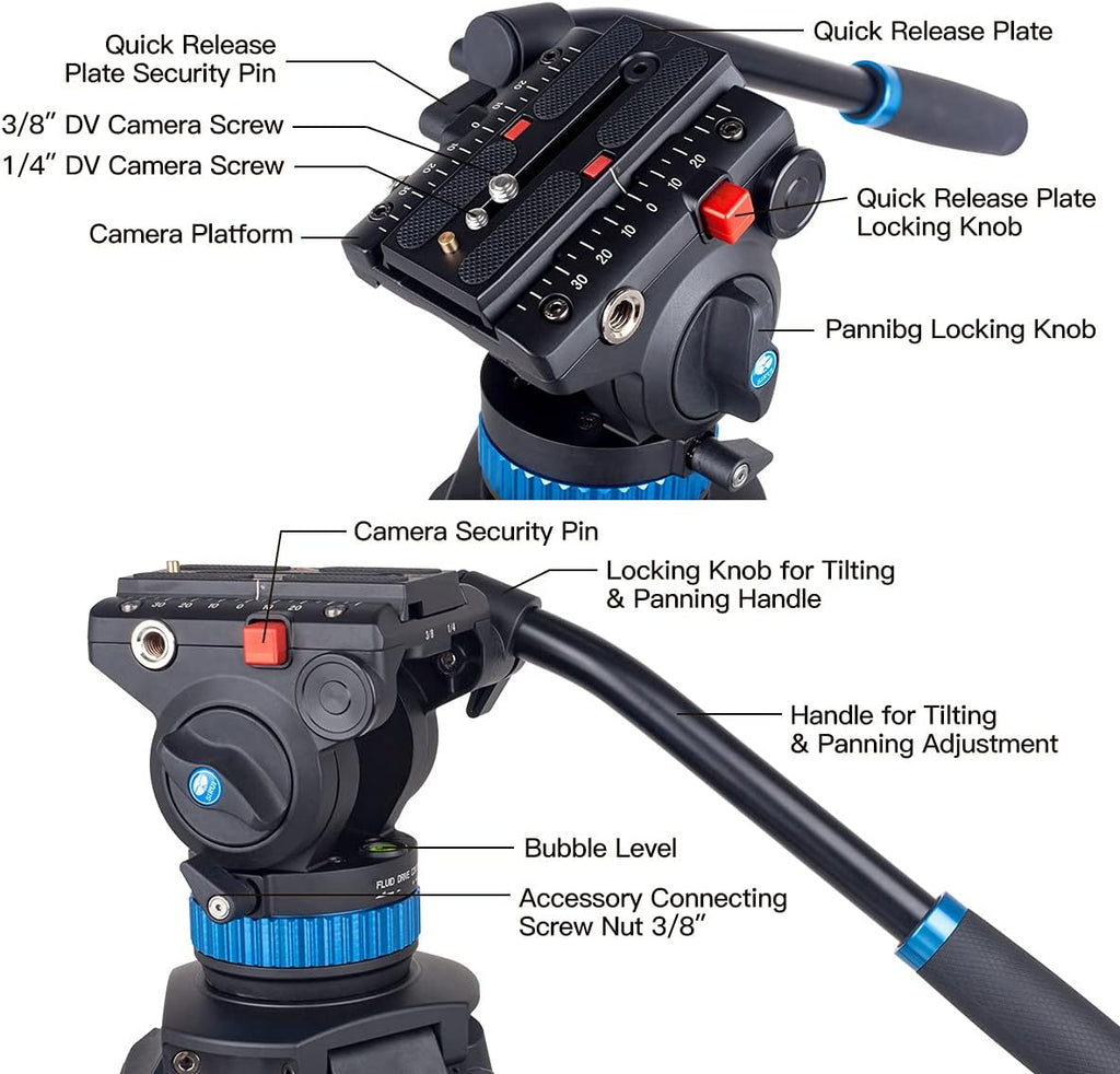 Heavy Duty Video Tripod with Fluid Head H46714