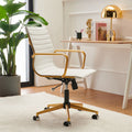 White Leather Adjustable Swivel Office Chair A3428