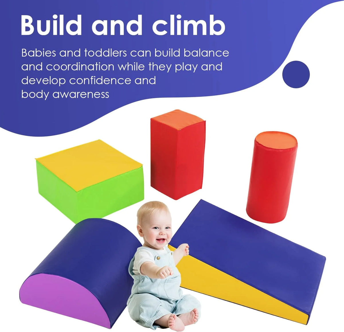 5-Piece Set Kids Foam Climbing Blocks Indoor Play Equipment E18381