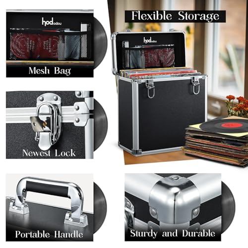 Black Vinyl Record Storage Case S7398
