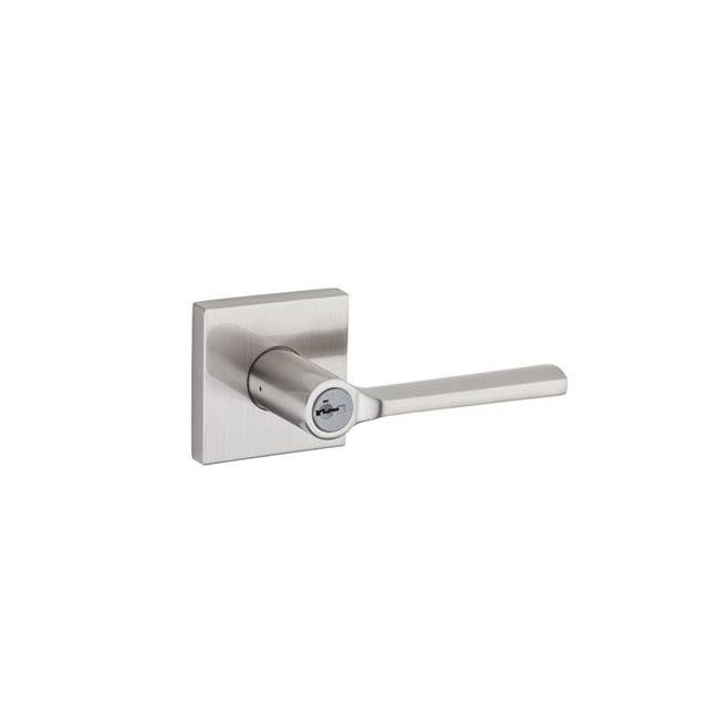 Lisbon Keyed Entry Lever Set, Square Rose Satin Nickel H829