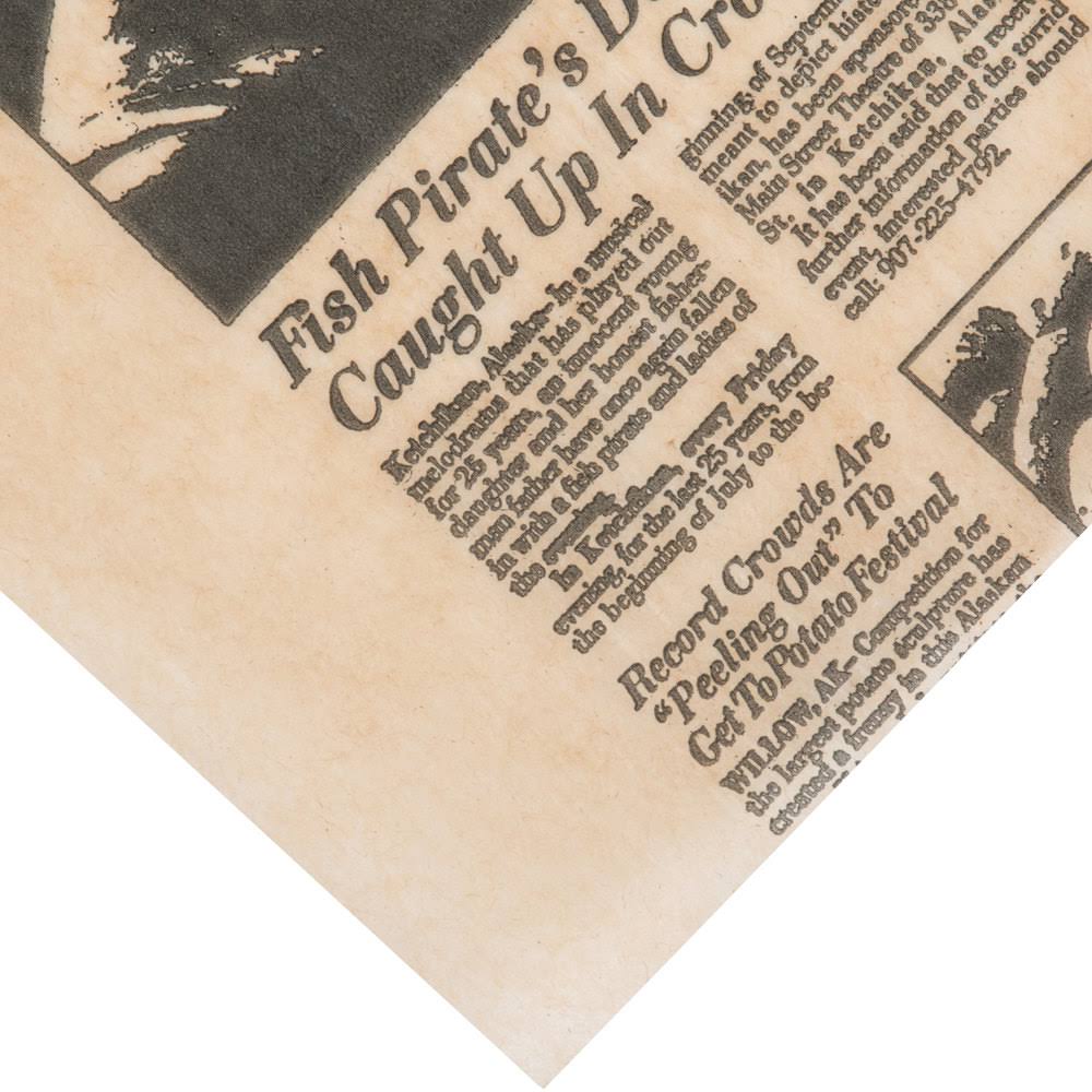 12x22 Natural Newspaper Print Sandwich Wrap Paper - 1000/Pack H17014