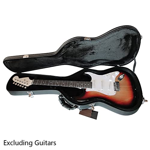 Black Wooden Hard-Shell Electric Guitar Case with Lock Latch Padding J748838