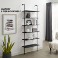 White 6-shelf Wood Wall-Mounted Bookshelf G954