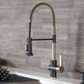 Brushed Gold & Matte Black Commercial Kitchen Faucet with Dual Function Sprayhead O4272