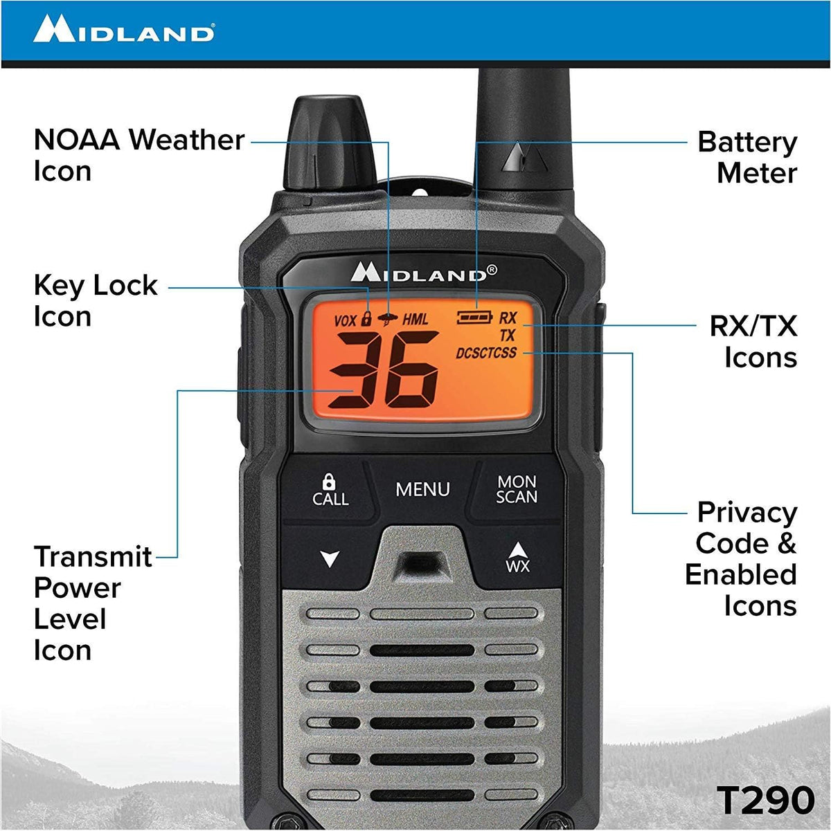 Black/Silver 4 Radios GMRS Two Way Radio Walkie Talkie H53323