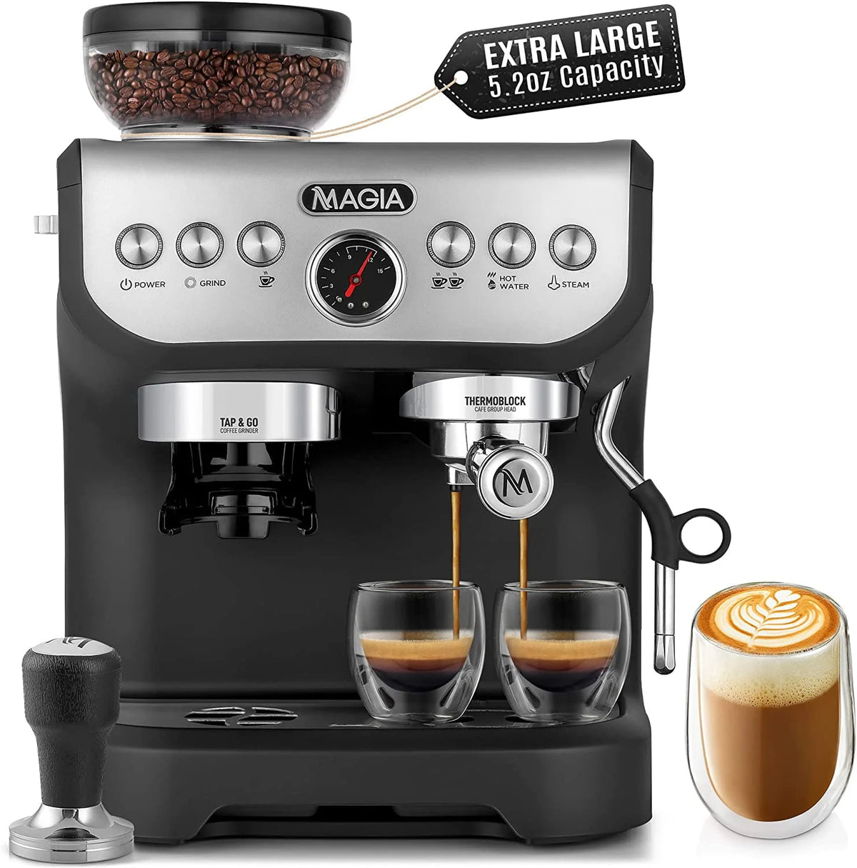 Manual Espresso Machine with Grinder and Milk Frother V767209