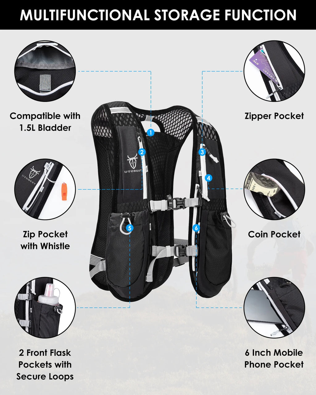 Running Backpacks Hydration Pack Running Vest 5L I603