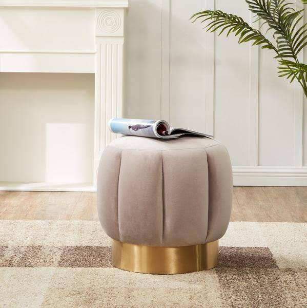 Dark Gray Channel Tufted Ottoman B805