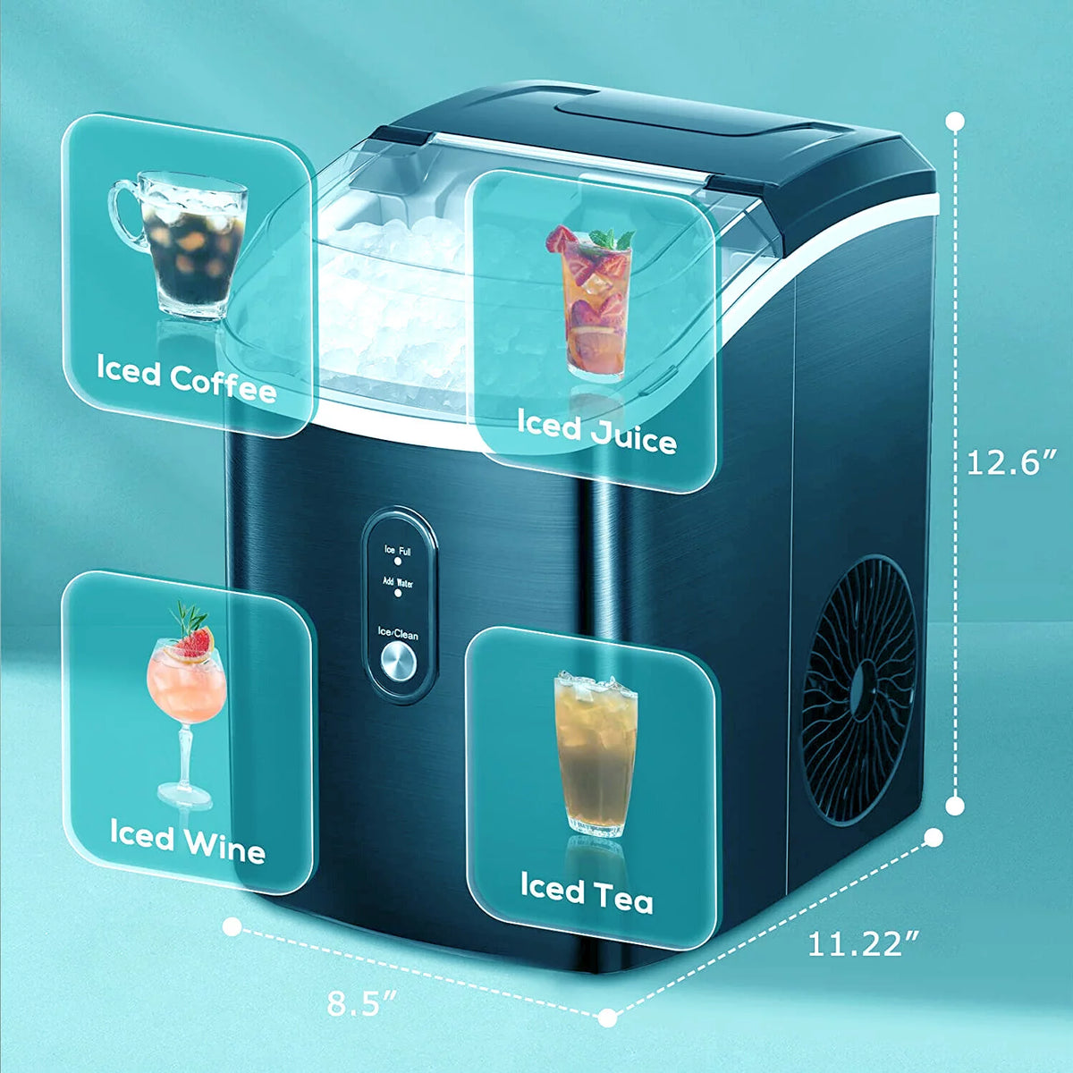 Nugget Ice Maker Countertop with Self-Cleaning Function, 33lbs/24H Chewable Ice, Black E1405