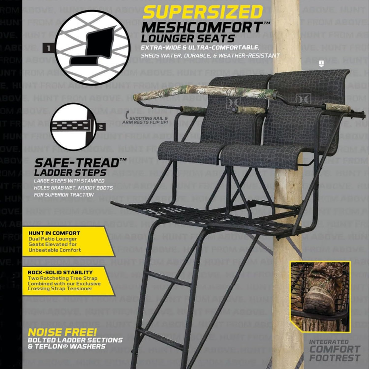 18' 2-Man Steel Ladder Stand with 2 Seats E827866