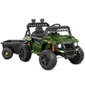 Black 12V Electric Ride On UTV Car with Trailer W9569