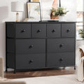8 Drawer Fabric Dresser with Steel Frame and Wooden Top R1903