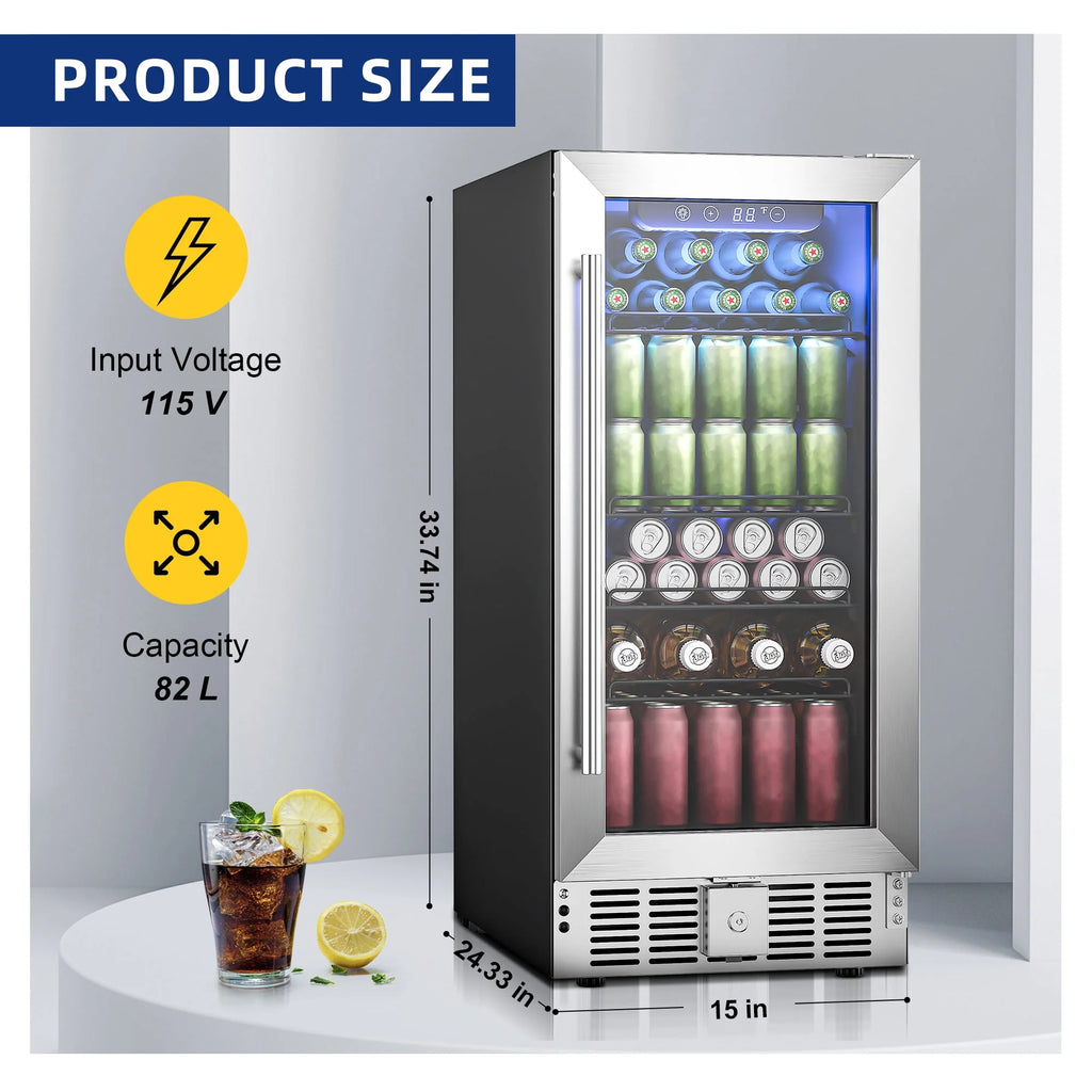 15 Beverage Cooler Refrigerator with Glass Door N59476