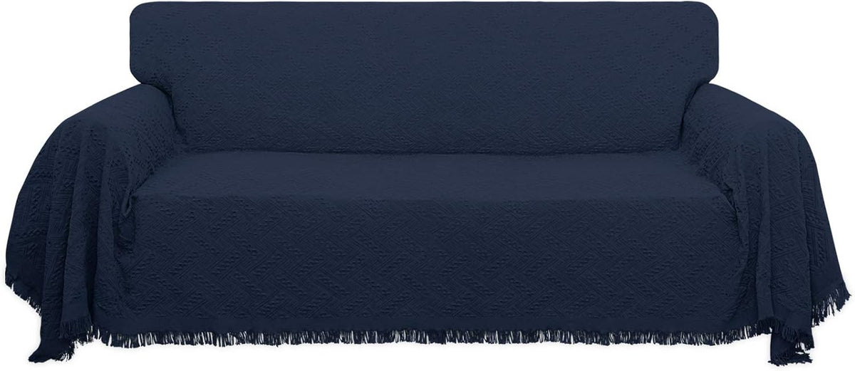 Geometrical Jacquard Sofa Cover for 3 Cushion Couch, L Shape Sectional, Washable Furniture Protector (91x134 inch, Dark Gray) T77311