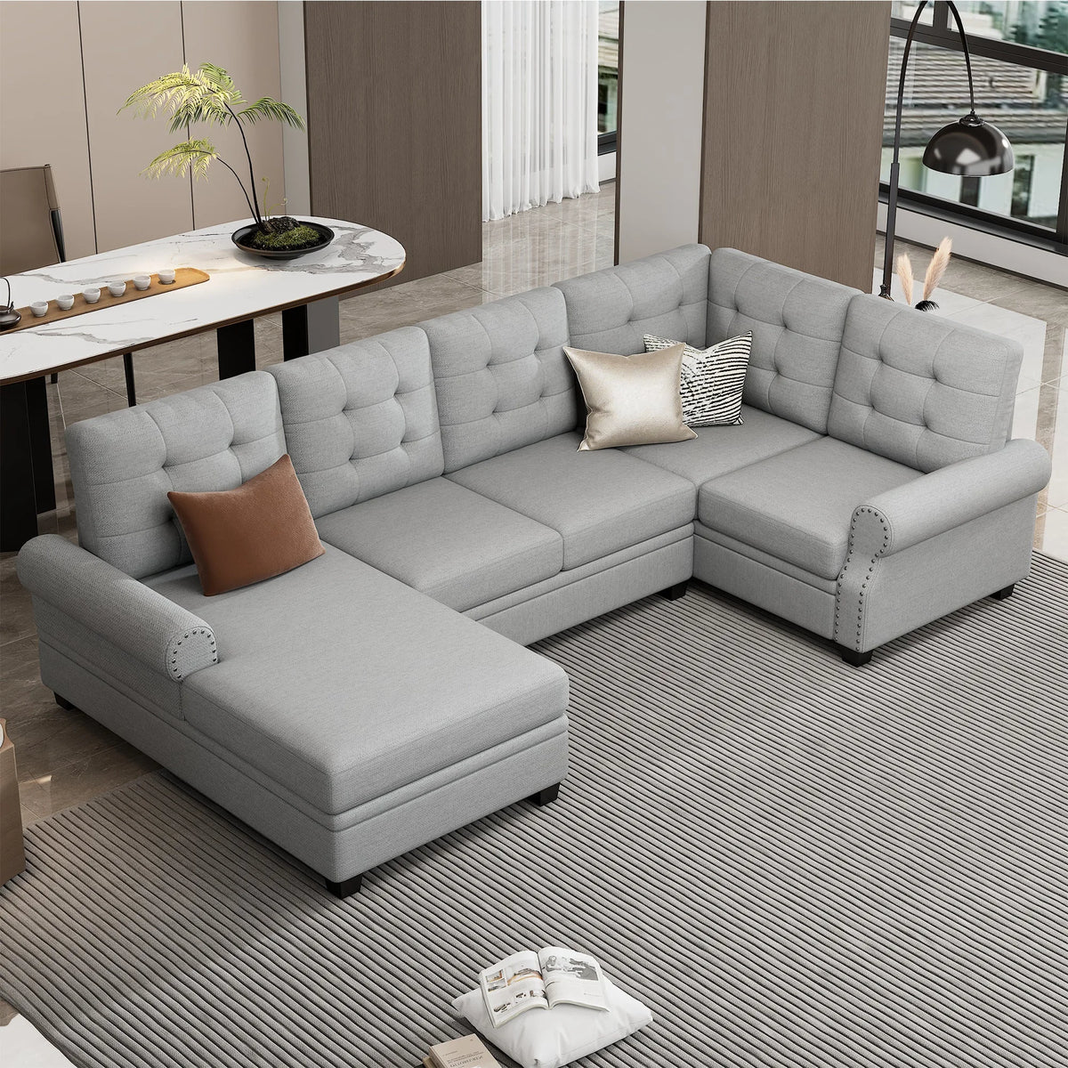 Gray U-Shaped Sectional Sofa G499