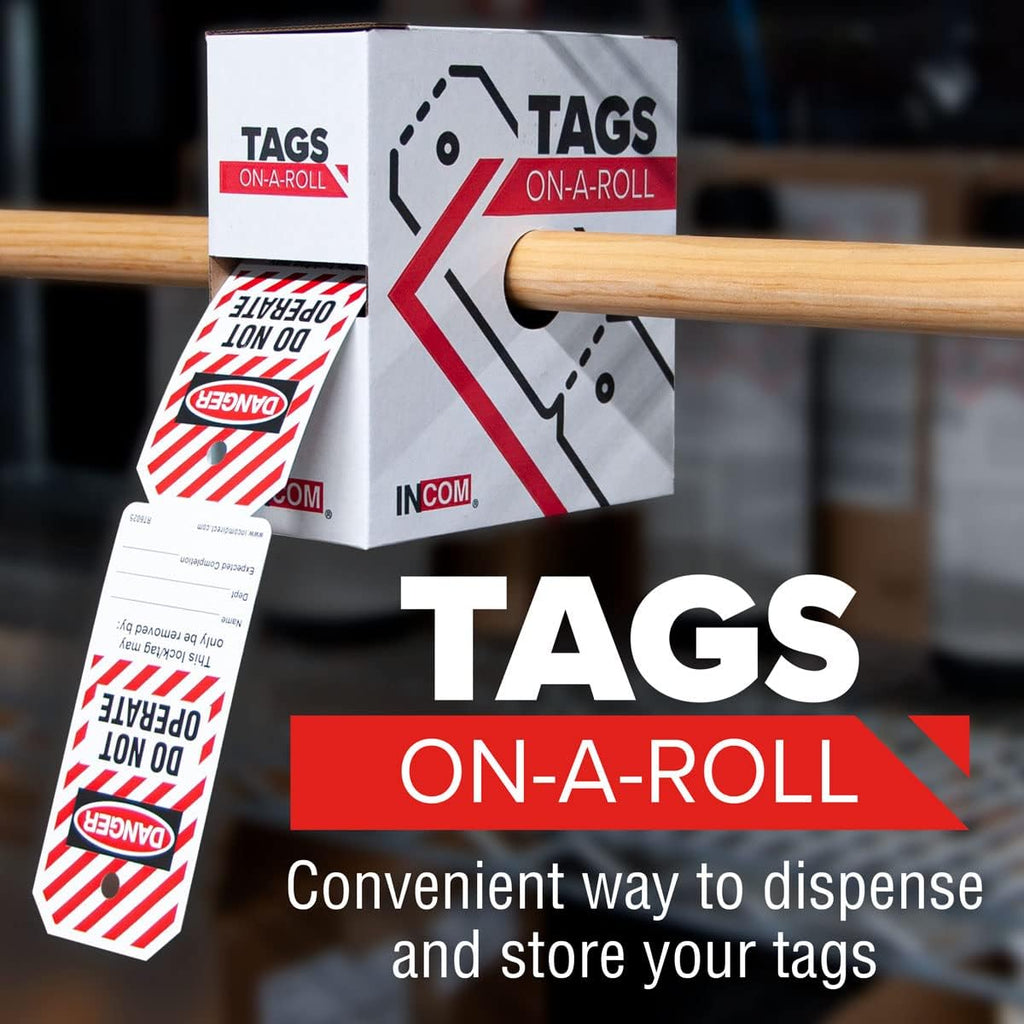 Danger Blank Heavy-Duty Waterproof Tear-Resistant Red/Black On White 6.25 Inches X 3 Inches X 10 Mil Thickness Pack of 2 Lockout Tags On A Roll F91431