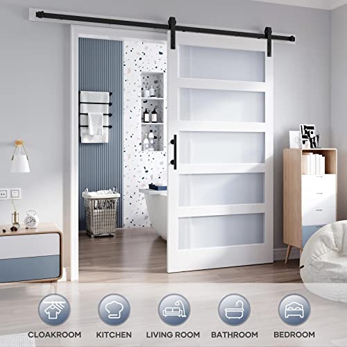 36x84 Inch Glass Sliding Barn Door with Hardware Kit G734840