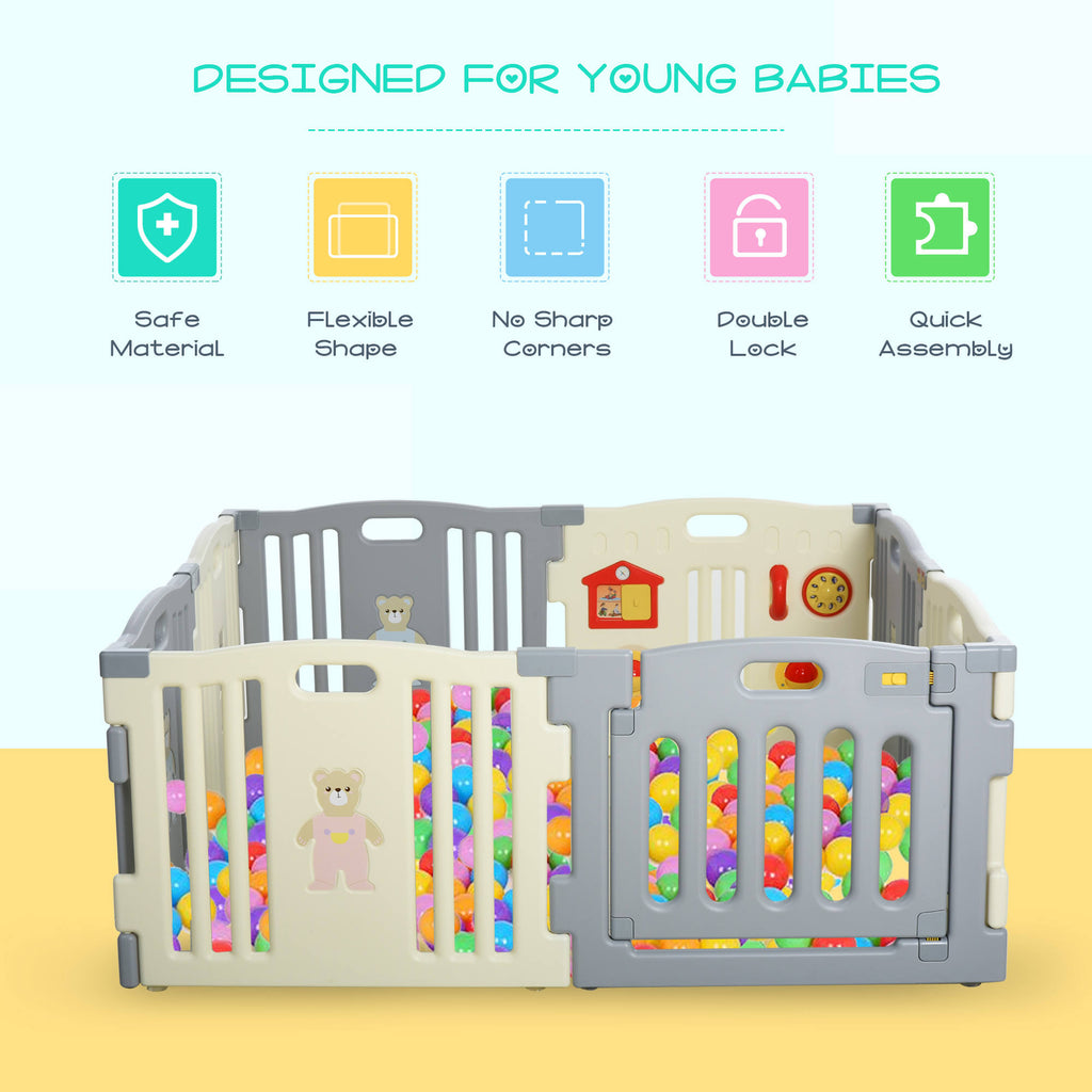 8-Piece Children Baby Playpen Activity Center Fence U67363