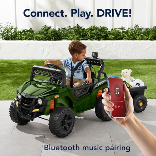 Black 12V Electric Ride On UTV Car with Trailer W9569