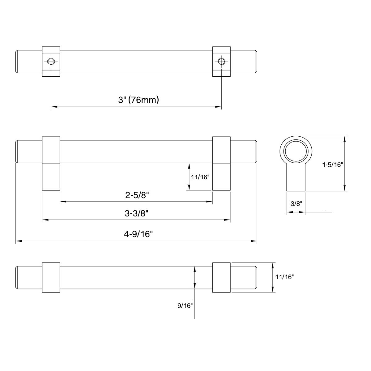 Polished Chrome Bar Cabinet Handle Pull 25 Pack G2399