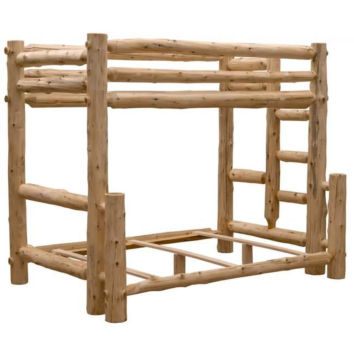 Rustic Natural Cedar Single Ladder Left Log Bunk Bed F85139