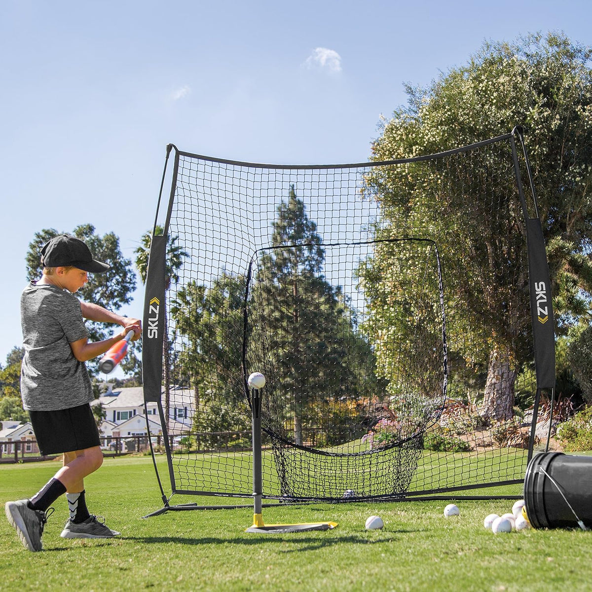 Portable Baseball and Softball Hitting Net, Black, 7 x 7 feet V155