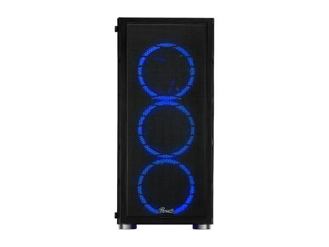 ATX Mid Tower PC Computer Case with Dual Ring Blue LED Fans W459920