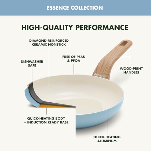 10 Piece Ceramic Nonstick Cookware Pots and Pans Set, Blue F711575