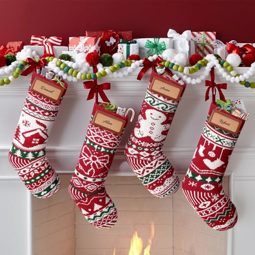 4 Pack Large 18" Knit Christmas Stockings N278