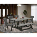 6 Pc Kitchen Table Set with Bench and Dining Chairs W19784