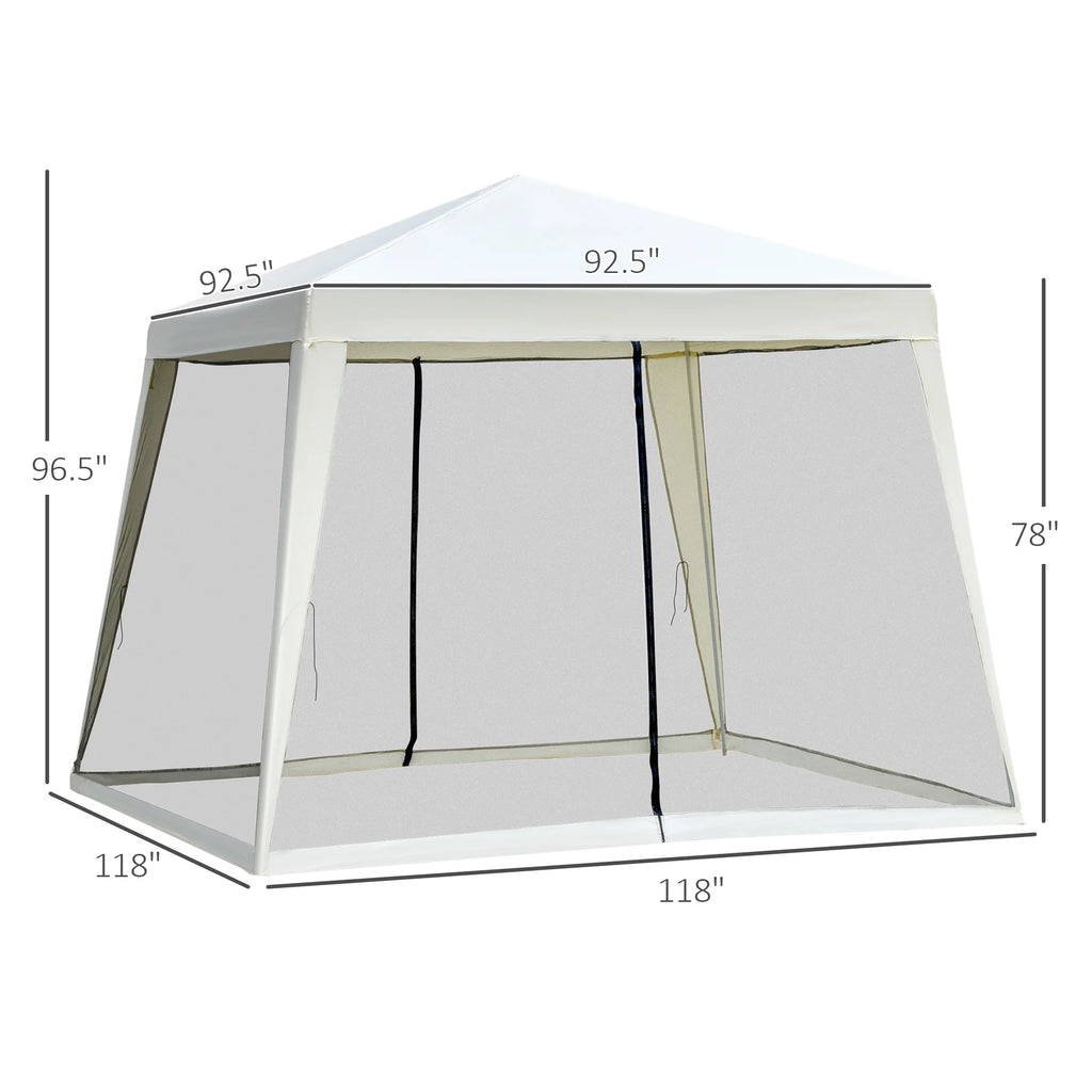 10' x 10' Folding Slant Leg Screened Canopy Tent with Mesh Sidewalls W4843