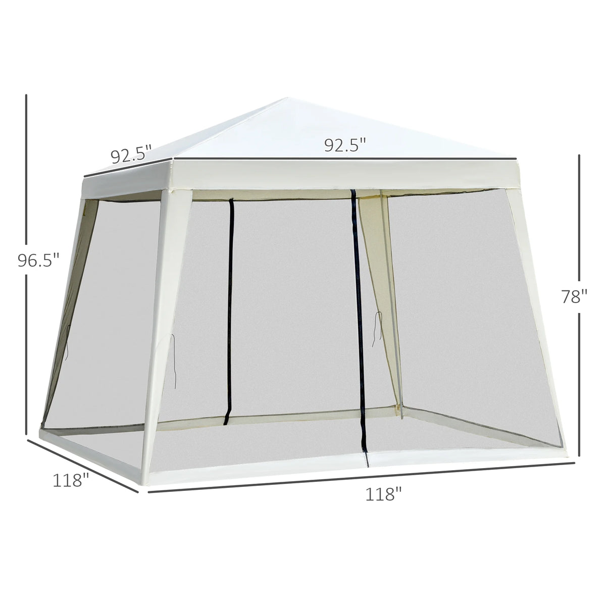 10' x 10' Folding Slant Leg Screened Canopy Tent with Mesh Sidewalls W4843
