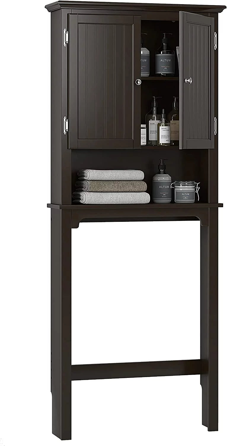 Bathroom Storage Over The Toilet Cabinet with Adjustable Shelves and Double Doors J526