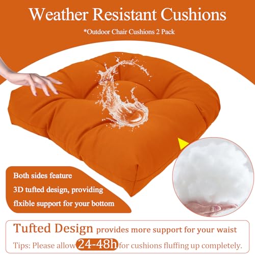 Water-Repellent Outdoor Chair Cushions Set of 2, 19”X19” Tufted Seat Cushions W50135