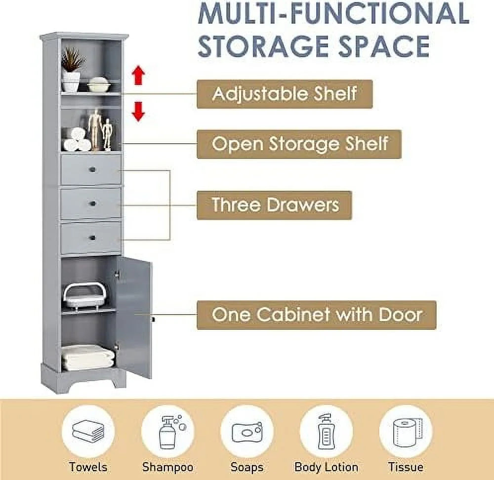 White 3 Drawer Bathroom Cabinet T462757