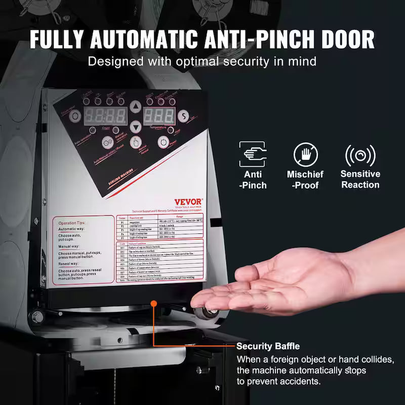Automatic Cup Sealing Machine with LCD Panel, Black F579361