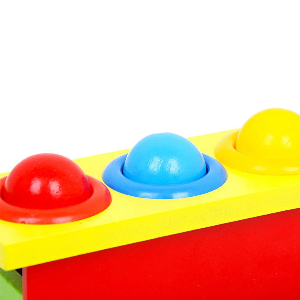 Kid Wooden Color Match Hammering Ball Box Puzzle Game Hand Piling Interactive Toy C2343