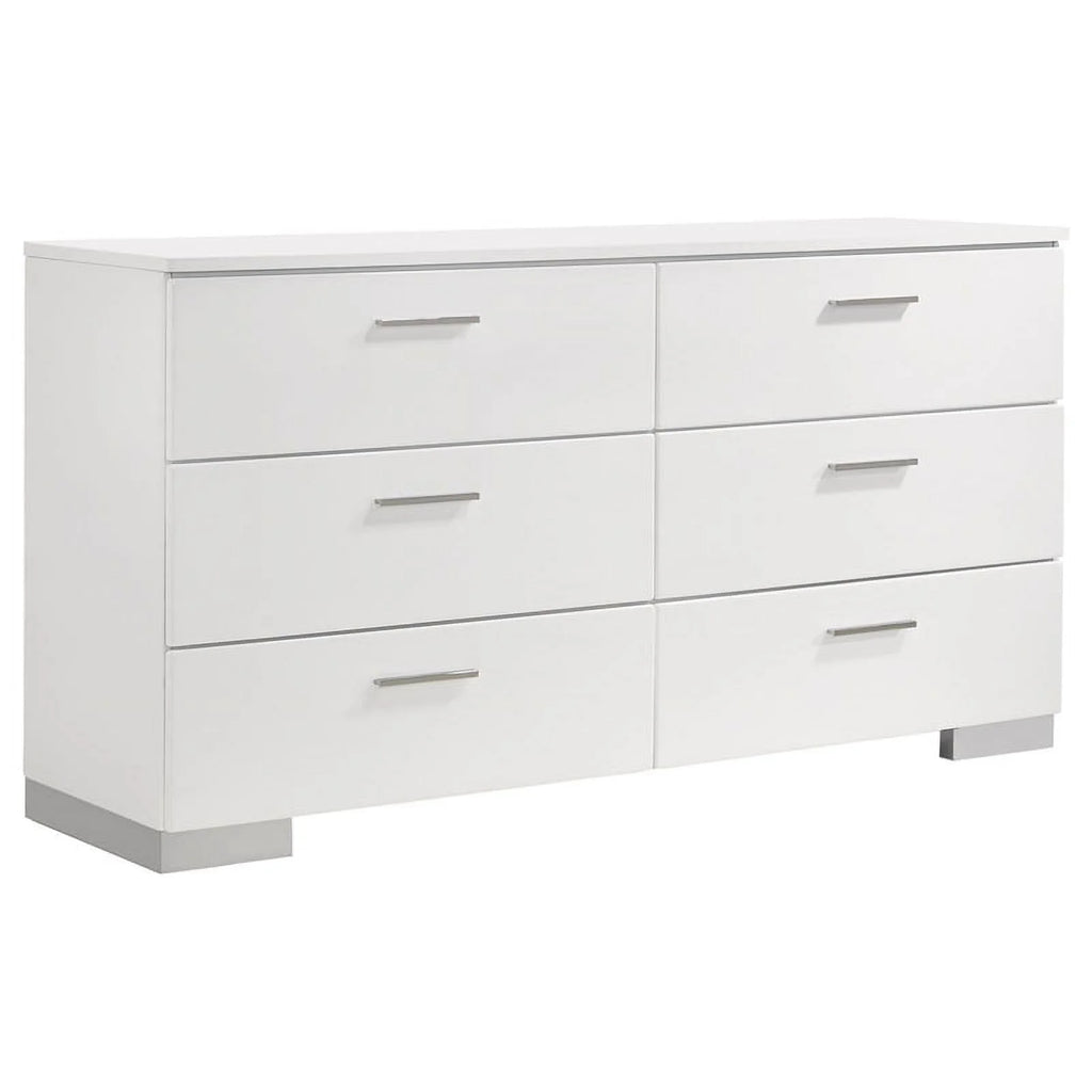 4-Piece Wood Eastern King Bedroom Set in Glossy White I457